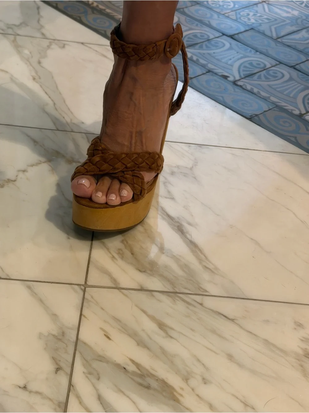 Veronica Beard Braided Strap Brown Suede Women’s Sandals